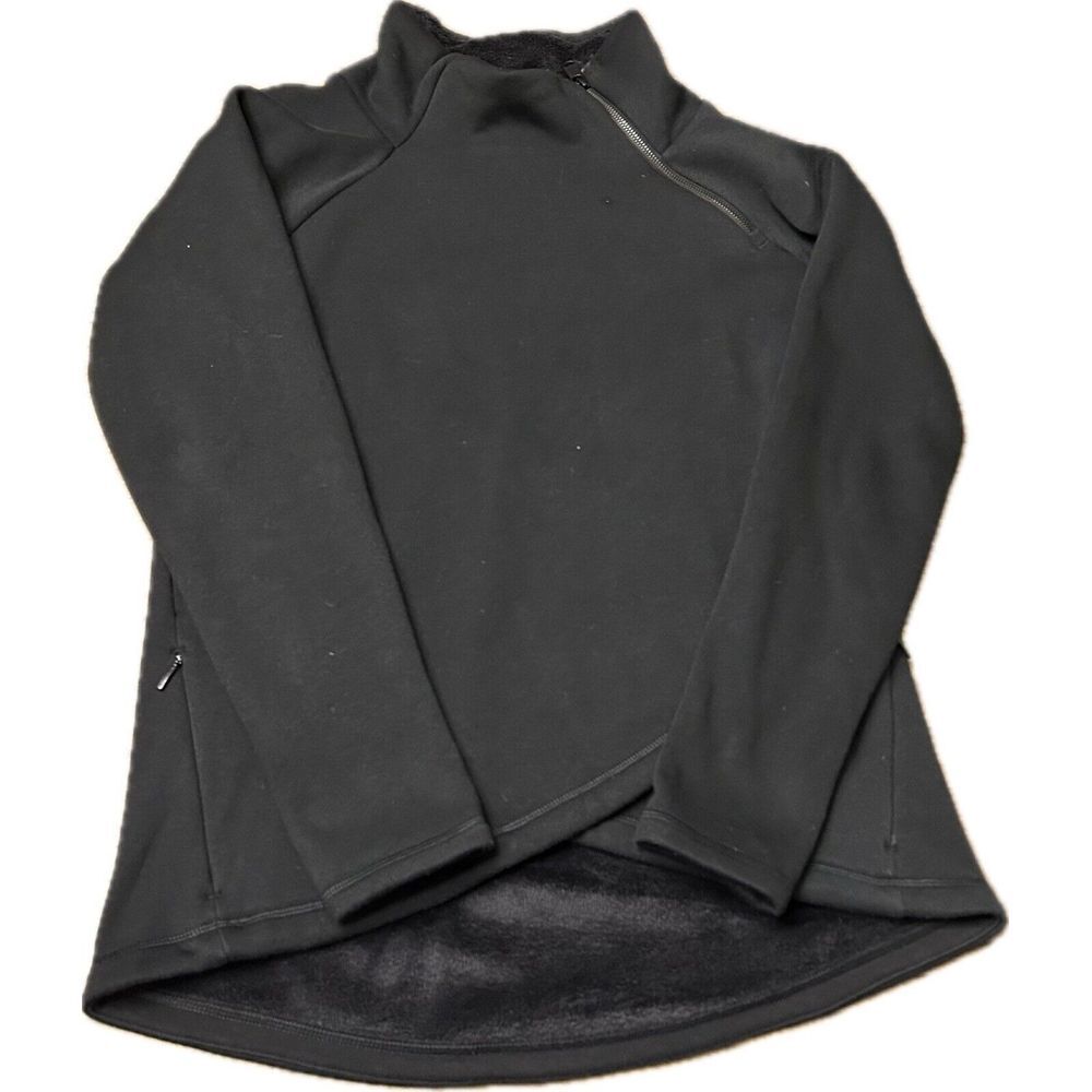 Athleta Cozy Karma Sweatshirt Womens Sz Medium Pullover Asymmetric Sweater Black